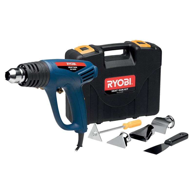 Ryobi Heat Gun 2000W 2 Speed 450-600 Degrees with 6PCE Accessory Kit HG-2000K
